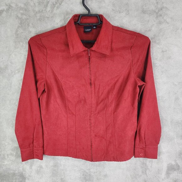 Womens Red Sonoma Life Style Jacket Full Zip100% Polyester Long Sleeve Size L - Picture 2 of 8